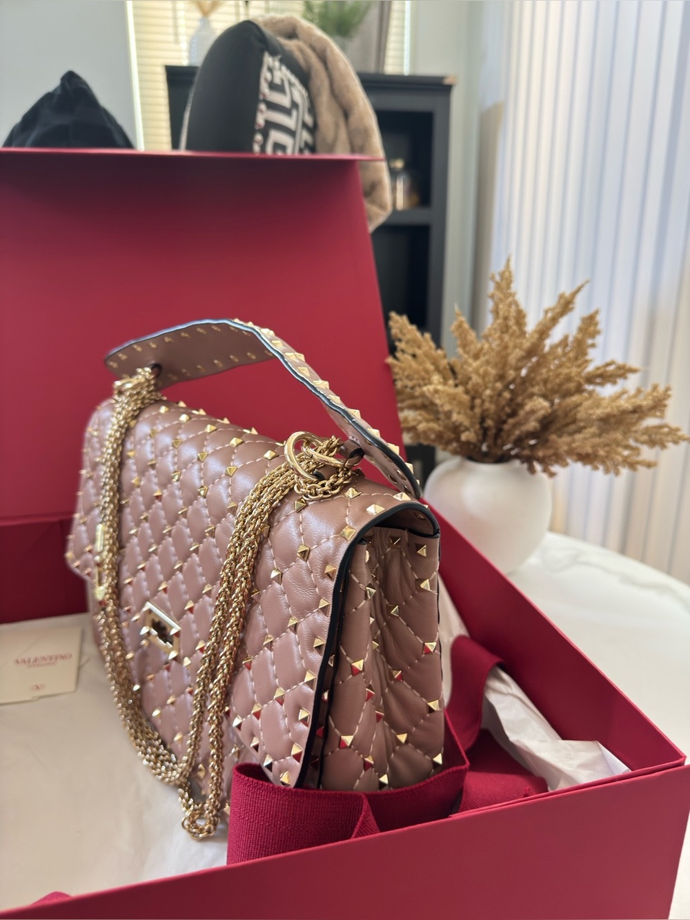 Valentino Nappa Quilted Rockstud Shoulder Bag with Gold Hardware - Picture 15 of 15